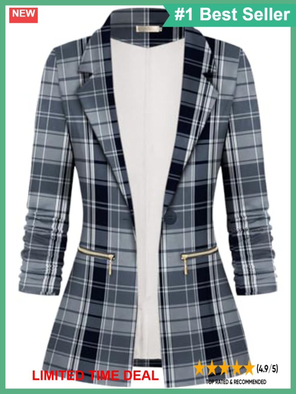 Women's Stretch Long Sleeve Blazer Notch Lapel Business Casual Work Jacket